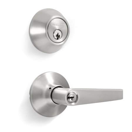 PREMIER LOCK Entry Door Lever Combo Lock Set with Deadbolt Set of 3, Keyed Alike, Stainless Steel, 3PK LED03C-3
